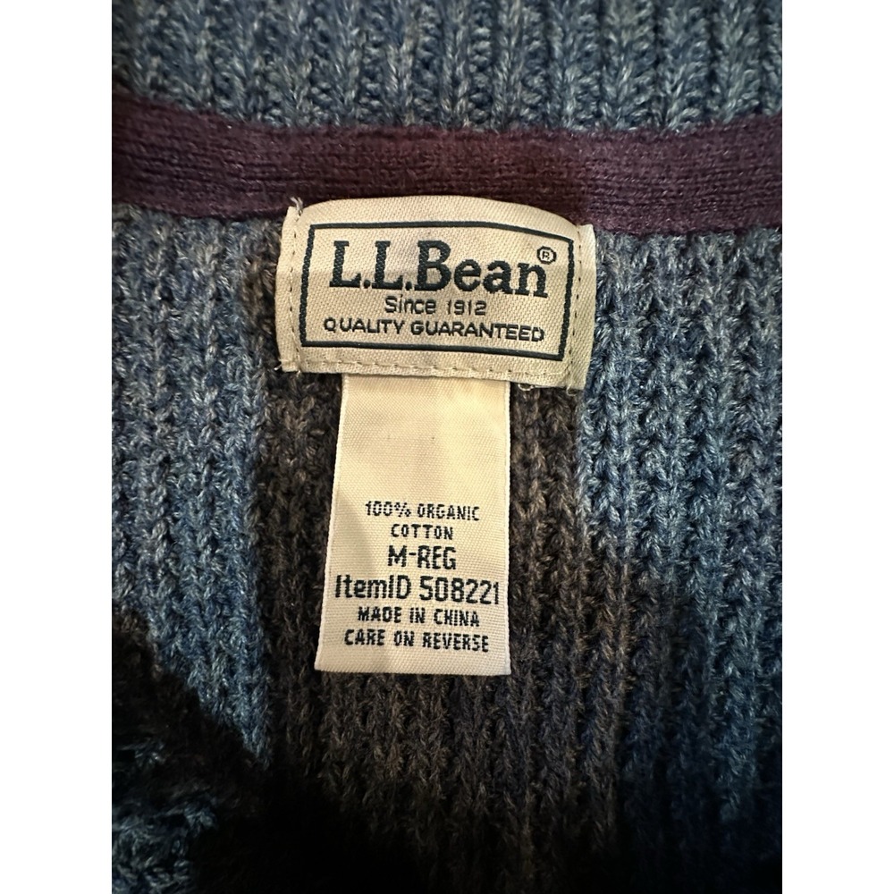 Vintage LL Bean Sweater Mens Size M Cable Knit Pullover Full Zip Heavy - Picture 3 of 7